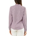 thumbnail image 3 of INSPIRE CHIC Women's Stand Collar Long Sleeve Metallic Stars Shirt M Dark Purple, 3 of 8