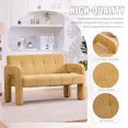 thumbnail image 2 of MOONMISS Chenille Upholstered Tufted Comfortable Wood Frame Loveseats Sofa with Dual Armrests-Yellow, 2 of 6
