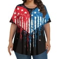 thumbnail image 2 of TQWQT Women Plus Size American Flag Tops 4x-5x Trendy Short Sleeve Tunics Shirts Stars and Stripes Print T-Shirt Crew Neck Tunic Shirts Large Casual Curvy Women Outfits Deep Red XL, 2 of 4
