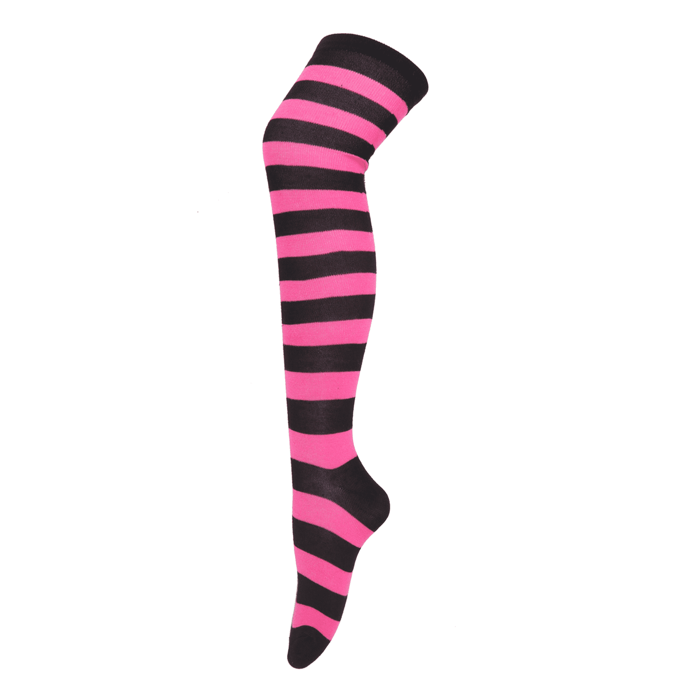 Women S Extra Long Striped Socks Over Knee High Opaque Stockings Black And Pink