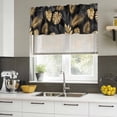 thumbnail image 5 of 2 Pack Valances for Windows, Black Golden Palm Leaf Window Valances for Living Room/Bedroom/Bathroom, Tropical Plant Modern Luxury Light Filtering Kitchen Curtain Valance 42"W x12" L, 5 of 9