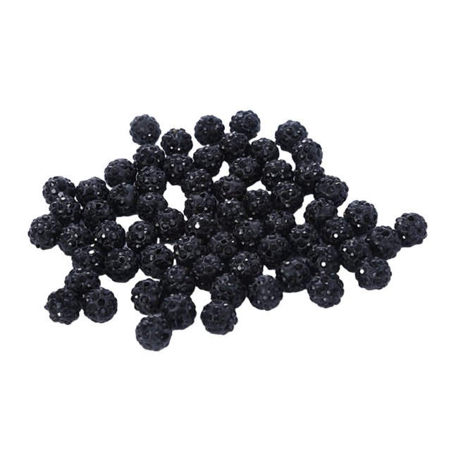 BUYISI Perles Rondes Scintillantes en Strass, Perles Boule Disco Pavé en Argile Polymère 10 mm Noir