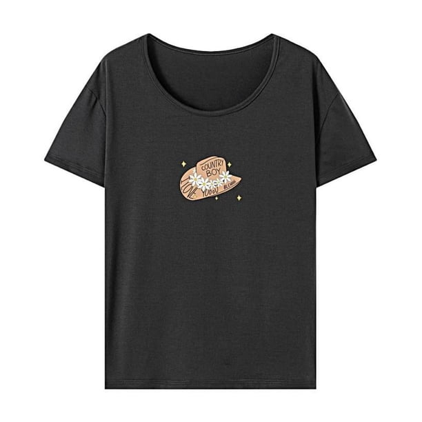 Camiseta de mujer de verano Tops Regular Fit transpirable cuello redondo camisa para caminar S