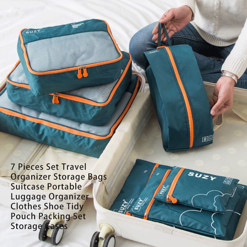 Set De 7 Organisateurs De Valise - Packing Cubes Beige - Pour Vêtements, Chaussures, Cosmétiques - 7