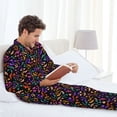 thumbnail image 6 of Naloa Colorful Pumpkin Faces Men’s Pajamas Set - Long Sleeve Button Down Sleep Shirt and Pajama Bottoms Sleepwear Set-X-Large, 6 of 7