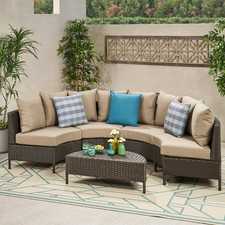 Bolton Outdoor 5 piece Wicker Lounge Set, Dark Brown