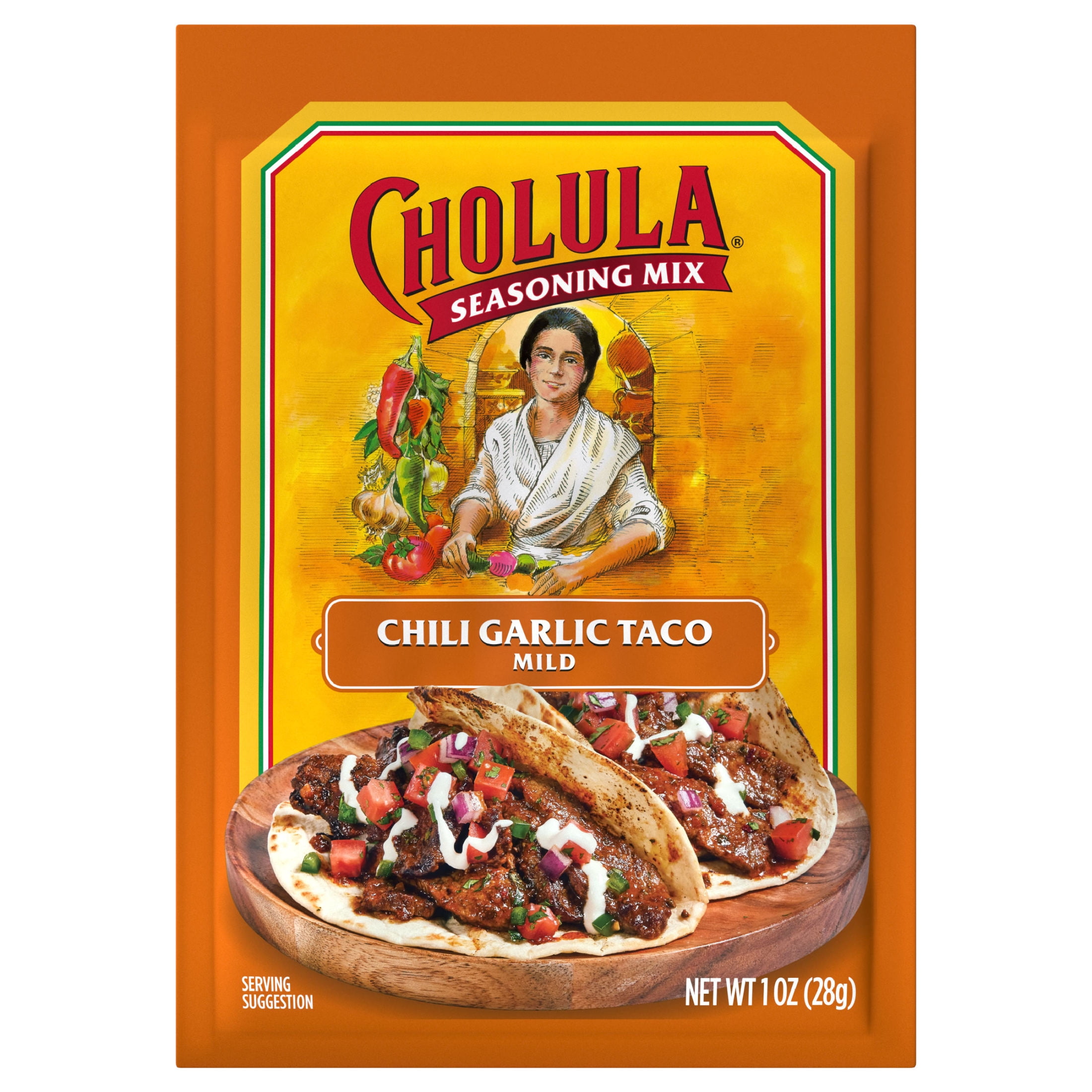 (2 pack) Cholula Chili Garlic Taco - Mild Recipe Mix, 1.0 oz Packet