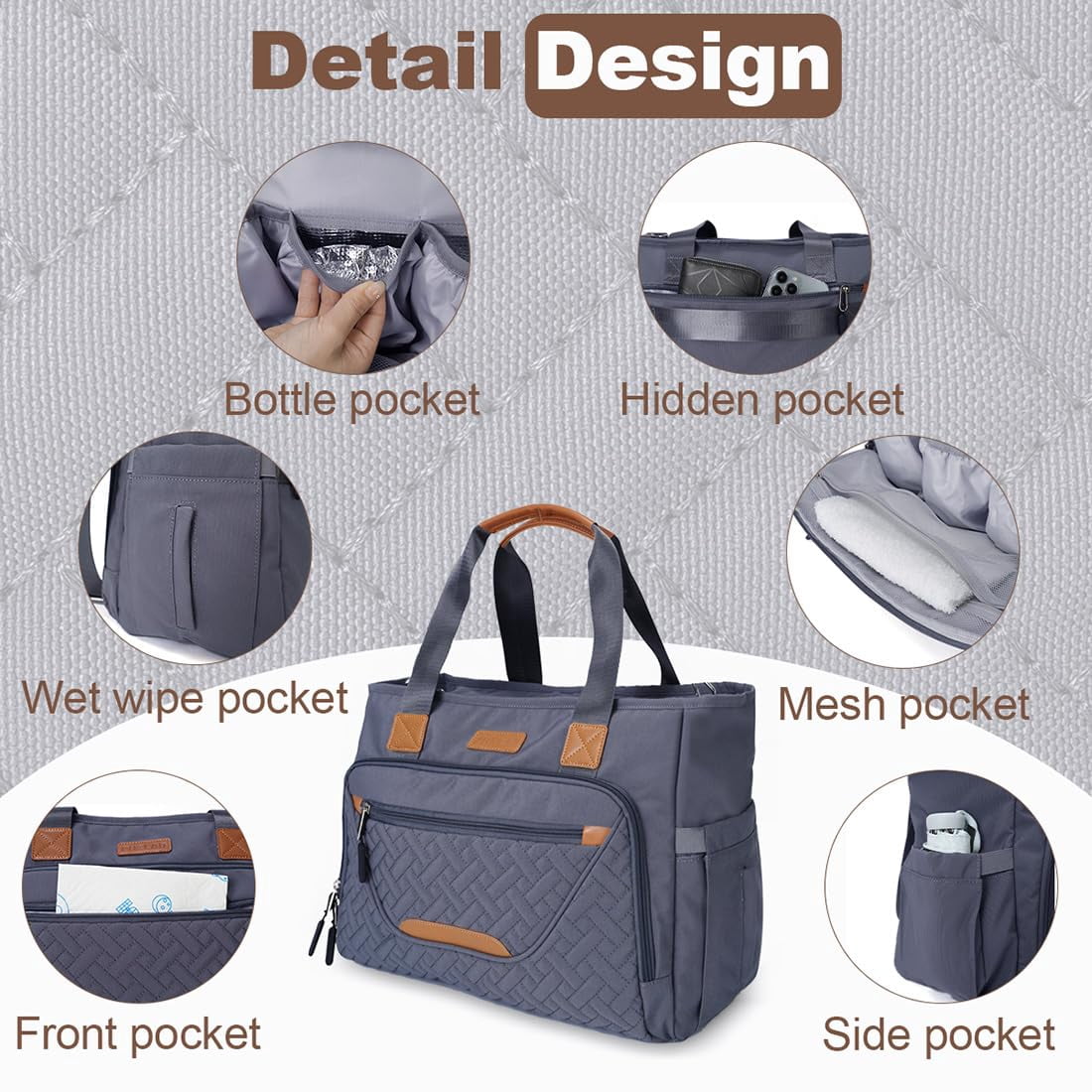 Diaper Tote Bag, Large Diaper Bag with 16 inch Laptop Compartment, Defahn Crossbody Toddler Baby Bags for Boys, Travel Black Diaper Bag