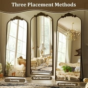 BEAUTYPEAK 74x32 Full Length Mirror with Baroque Flower Head Design Wall-Mounted Mirror,Antique Bronze