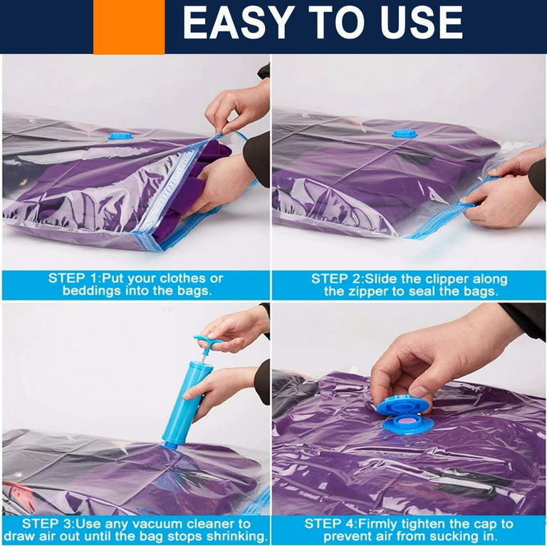 Edtian Space Saver Vacuum Storage Bags with Travel Hand Pump,Durable Space Bags Vacuum Storage Sealer Bags for Travel Essentials(6 Pack ), Men's, Size