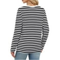 thumbnail image 6 of HAiming Womens Oversize Striped Shirt Crew Neck Long Sleeve Pullover Casual Basic Tops Trendy Blouses Clothes, 6 of 6