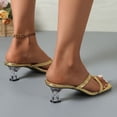 thumbnail image 6 of ibiyuan Kitten Heels for Women Square Toe Strappy Thong Slip On Heels Mule Heels Open Toe Dressy Summer Sandals, 6 of 9