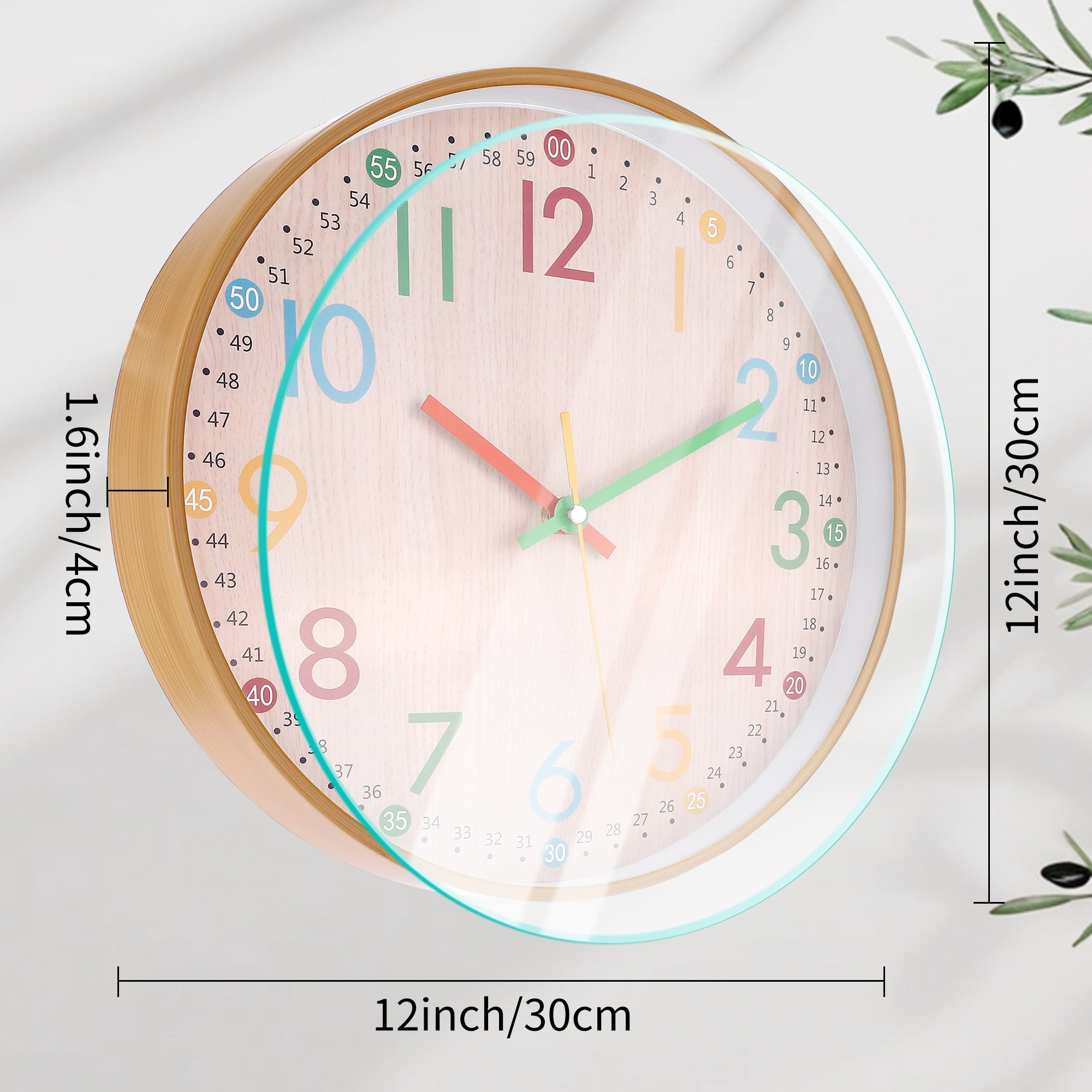 Unique Bargains Non-Ticking Battery Operated Colorful Analog Wall Clock Multicolor