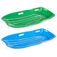 thumbnail image 1 of Slippery Racer Downhill Xtreme Toboggan Snow Sled, Blue & Green (2 Pack), 1 of 12