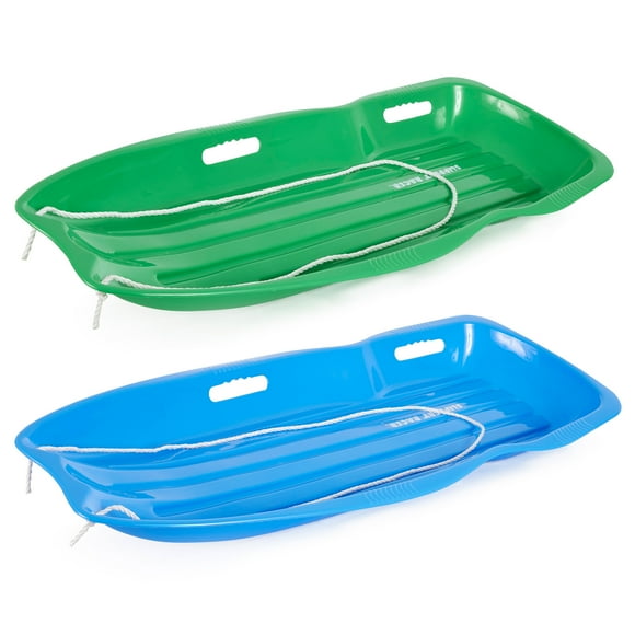 Slippery Racer Downhill Xtreme Luge de Neige Toboggan, Bleu et Vert (Lot de 2)