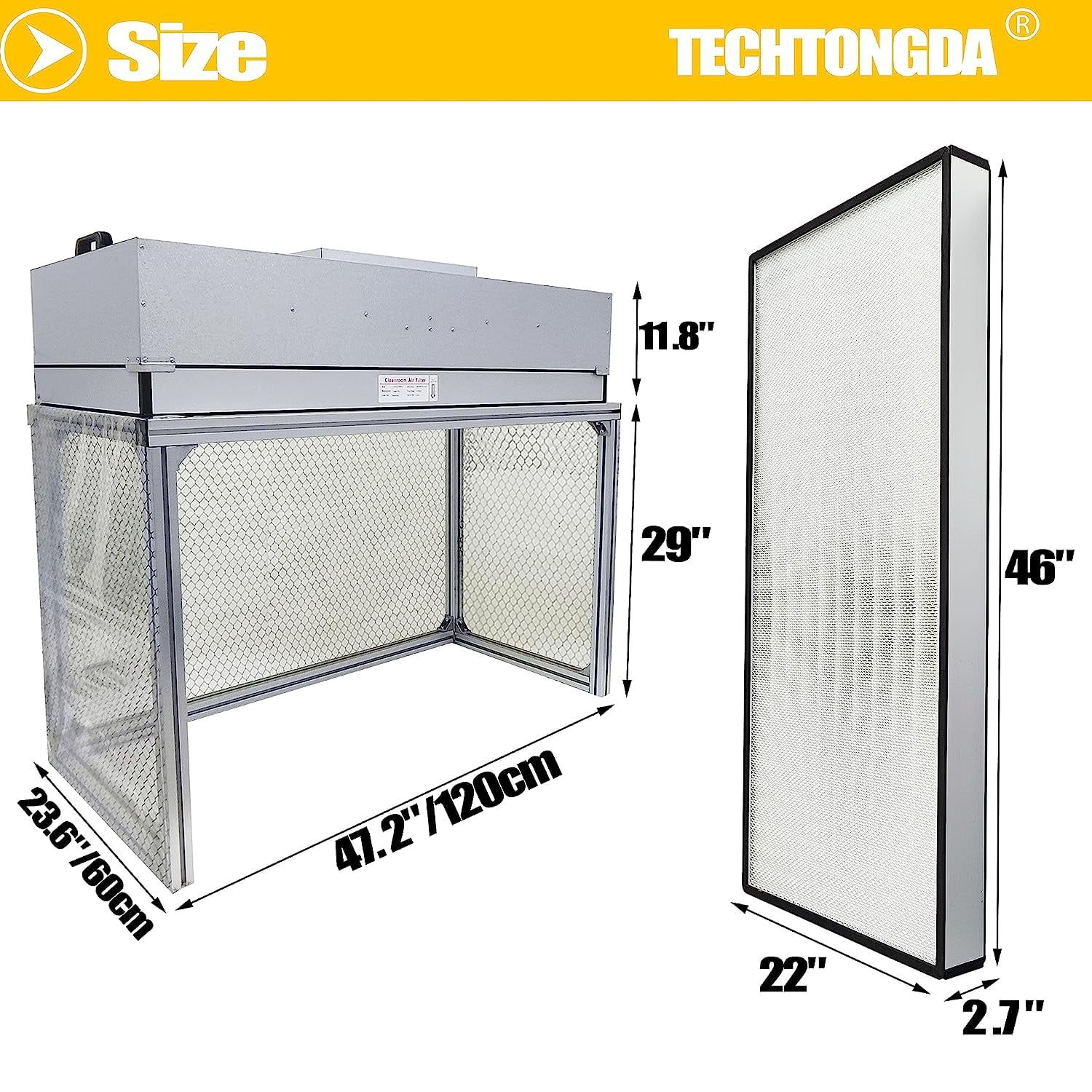 EQCOTWEA Vertical Laminar Flow Hood Air Flow Clean Bench Dust Free Room Workshop with HEPA-Filter