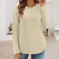 thumbnail image 2 of Holzkary Workout Tops for Women Crewneck Yoga Shirts Lightweight Athletic Gym Running Sport Casual T-Shirt Long Sleeve Shirts Crew Neck Casual Fall Fashion Blouses Basic Tops Work Clothes Beige S, 2 of 9