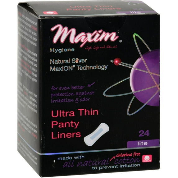 Maxim Hygiene Natural Silver Maxion Technology Ultra Thin Panty Liner, Lite 24 ea (Pack of 2)