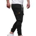 thumbnail image 3 of Men's Sports Casual Cargo Pants Elastic Waist Drawstring Solid Trousers Hiking Pants Joggers Gym Sweatpants, 3 of 5