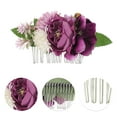 thumbnail image 3 of Unique Bargains 1 Pc Women's Durable Simulated Flowers Side Comb for Parties Purple Polyester Fabric Iron, 3 of 4