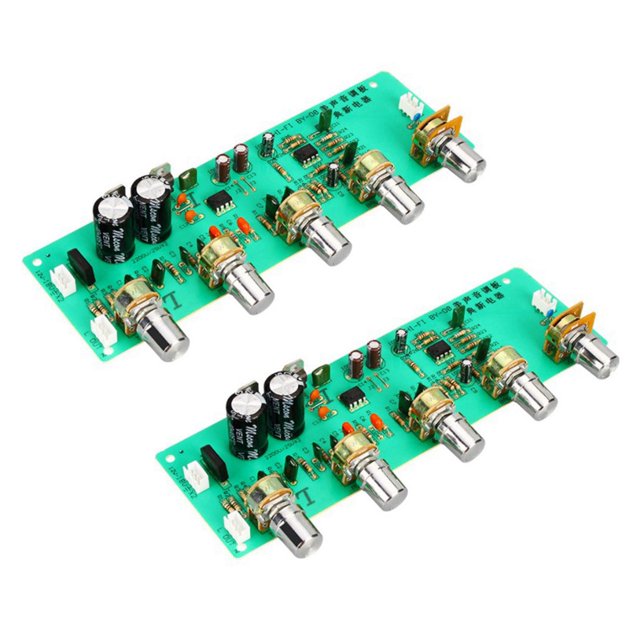 2X 2.0 HIFI AN4558 Preamplificador de Audio Bajo Rango Medio Equilibrio de Agudos Preamplificador de Audio Ajustable Tablero Terminado con Control de Tono