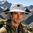 thumbnail image 2 of Solar Fan Hat, UPF 50+ Wide Brim Sun Hat with 2 Fans, Solar & USB Rechargeable, 3 Speeds for Fishing/Camping/Hiking/Gardening, 2 of 5