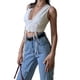 thumbnail image 4 of TRKIYQC Top corto de verano para mujer, camiseta sexy con cuello en V y cordones sin mangas, camiseta delgada, camisa base informal para citas y vacaciones TRKIYQC moderno, 4 of 5