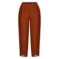 thumbnail image 4 of Diufon Linen Pants for Women Solid Color Plus Size Wide Leg Pants Summer Capris Pants with Pockets, 4 of 5