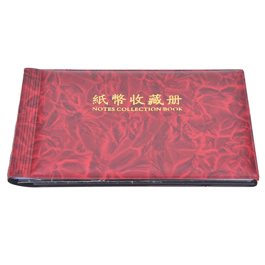 Paper Money Currency Banknotes Holder 20/40 Pockets Album Rose Red Front Cover 