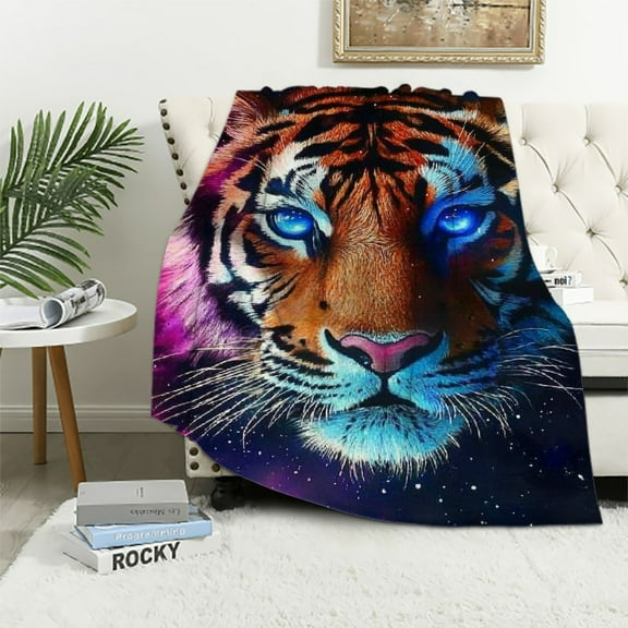 BCIIG Tiger Plush Throw Blanket  Wild Animal Flannel  Blanket for Sofa Couch Wildlife All Season Bed Blanket Modena Blanket Room Decor 40x50in