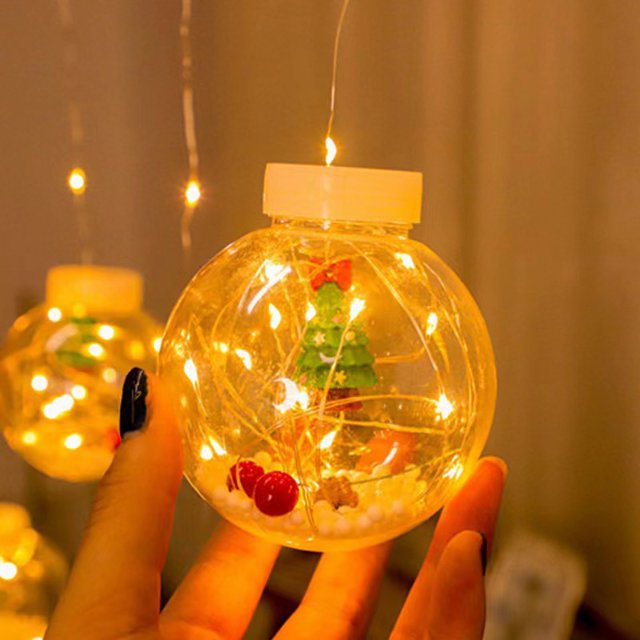 Cortina de árbol de Navidad con luz LED de bola de deseos navideña (árbol de Navidad)