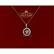 King of Bling's Fancy 925White Sterling Silver Charming Necklace Pendant with Cubic Zirconia