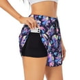 thumbnail image 2 of Haiem cool flower Skull Women's 2 in 1 Running Shorts - Lightweight Athletic Workout Gym Yoga Breathable Sports Shorts Liner with Phone Pockets-X-Large, 2 of 9