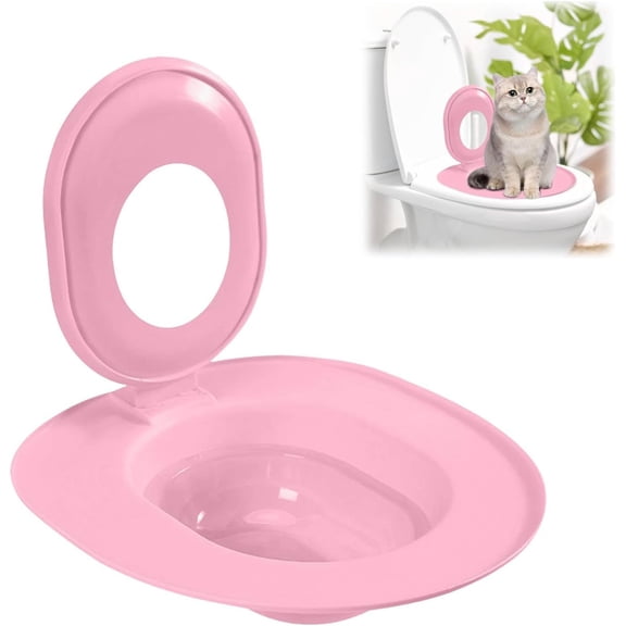 Cat Toilet Training Kit, Cat Toilet Trainer Kit with Suction Cups, PP Material Litter Box Replacement, Trainig Seat Tool, Easy to Clean & Install, Eco-Friendly Design for Pet Hygiene(Pink)