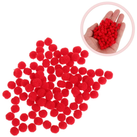 WHAMVOX Red Pom Poms for Crafts 100Pcs Tiny Polyester Round Diy Toy Parts Classroom Activities