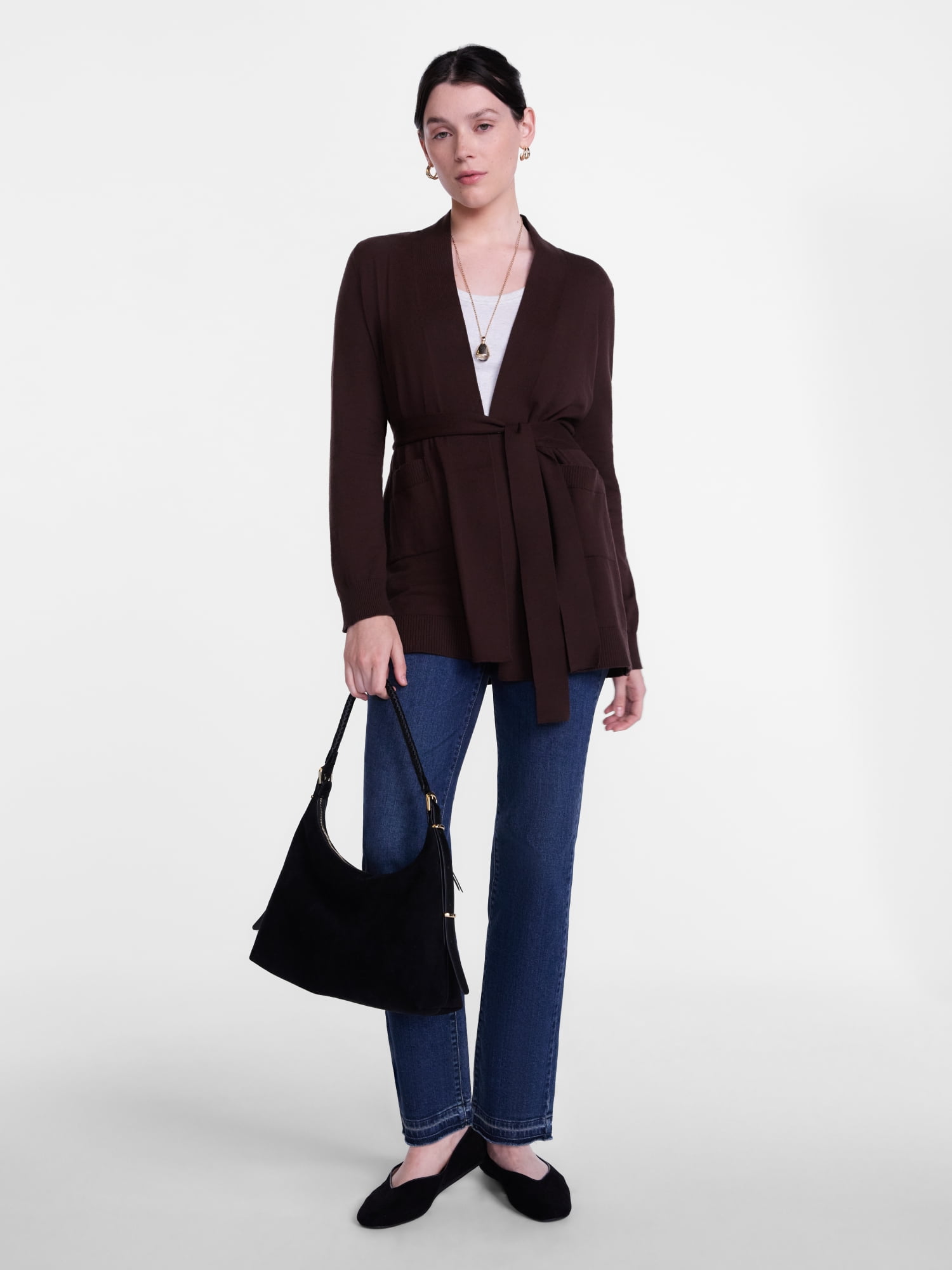 Scenario Women's Belted Lightweight Cardigan, Sizes XS-XXXL