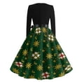 thumbnail image 5 of Women's Casual Fashion Long Sleeve Christmas Graphic Printed Vintage Long Dresses, Round Neck, Retro Style, Holiday Print, Party Dress, Casual Wear,Army Green,5XL, 5 of 6