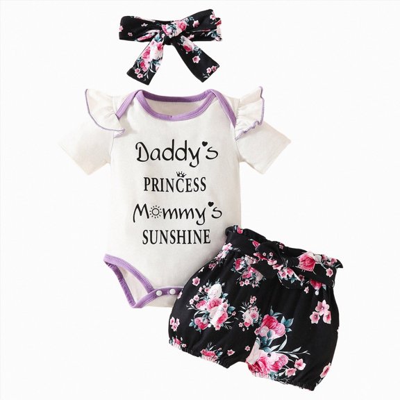 Birthday Girl Outfit Baby Girl Crawling Clothes Pants Suit Short Sleeve Round Neck Romper Pants Set Homewear White 9-12 Months