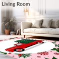 thumbnail image 2 of ODIKA 2'x3' Machine Washable Non-Slip Area Rug, Festive Truck Holiday Floor Vintage Winter Celebration High Traffic Rug, Pink, 739426, 2 of 7