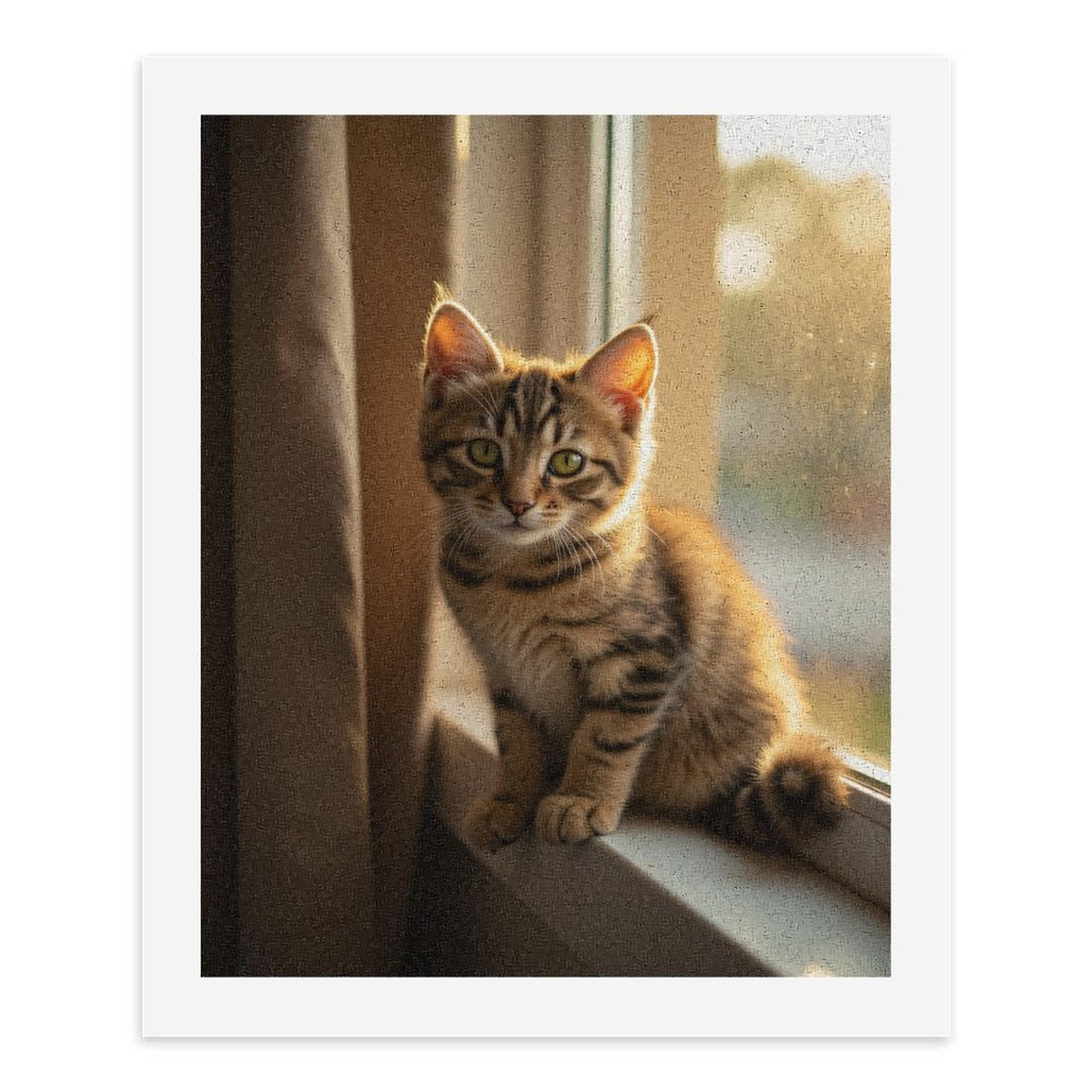 Paint By Numbers Kit for Adults Beginner - DIY Cat Sunlit Window Tabby Adorable Canvas Painting Kits for Adults, Frameless Paint By Number for Adults for Home Wall Decor 16x20 Inch