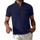thumbnail image 2 of Blusa y camisa de cuello alto de manga corta para hombre, blusa informal de verano a la moda de color liso con cuello alto y cremallera, blusa/camiseta para hombre., 2 of 3