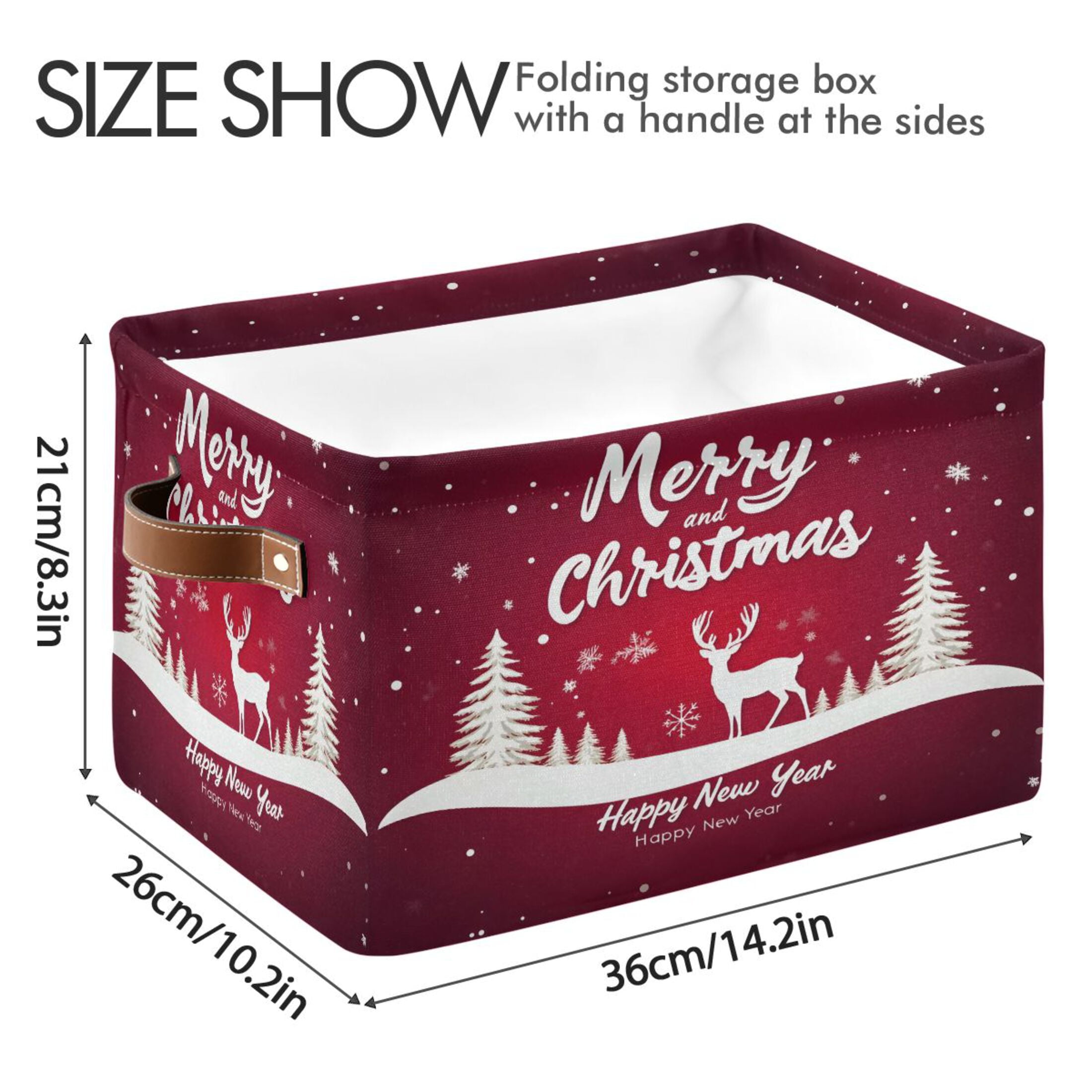 Ryvnso Christmas Reindeer Storage Basket Large Bin Foldable Boxes Toys Organizer 14.2x10.2x8.3in 2 PCs