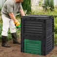 thumbnail image 3 of MoNiBloom 80 Gallon Outdoor Compost Bin with Gloves, Composter Box with Snap-on Top Lid and Aeration System, Garden Compost Barrel Tumbler, BPA Free, Black/Green, 3 of 10