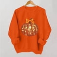 thumbnail image 5 of Fall Sweatshirts for Women Pumpkin Print Halloween/Thanksgiving Holiday Tops Crewneck Long Sleeve Pullover (S, Orange|Pumpkin), 5 of 7
