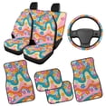 thumbnail image 2 of HUIACONG Car Floor Mats for Additional Protection Driver Seat, Hippie Floral Car Steering Wheel Cover Passenger Seat and Rear Car Seat Covers with Anti-Slip Pad Universal Fit Most Cars,SUV, Trucks, 2 of 8