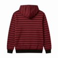 thumbnail image 6 of Men's Striped Henley Hoodie, Long Sleeve Button Placket Drawstring Pullover Hooded Sweatshirt, 6 of 7