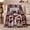Penguin Snow Pals, variant on Printed Flannel Throw Blanket with Whimsical Snowman Winter Wonderland Scene Penguins Red Cabin