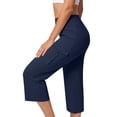 thumbnail image 3 of FAHXNVB High Waisted Yoga Cpari Pants for Women with Pockets Summer Stretchy Workout Athletic Trousers Lightweight Running Pants, 3 of 6
