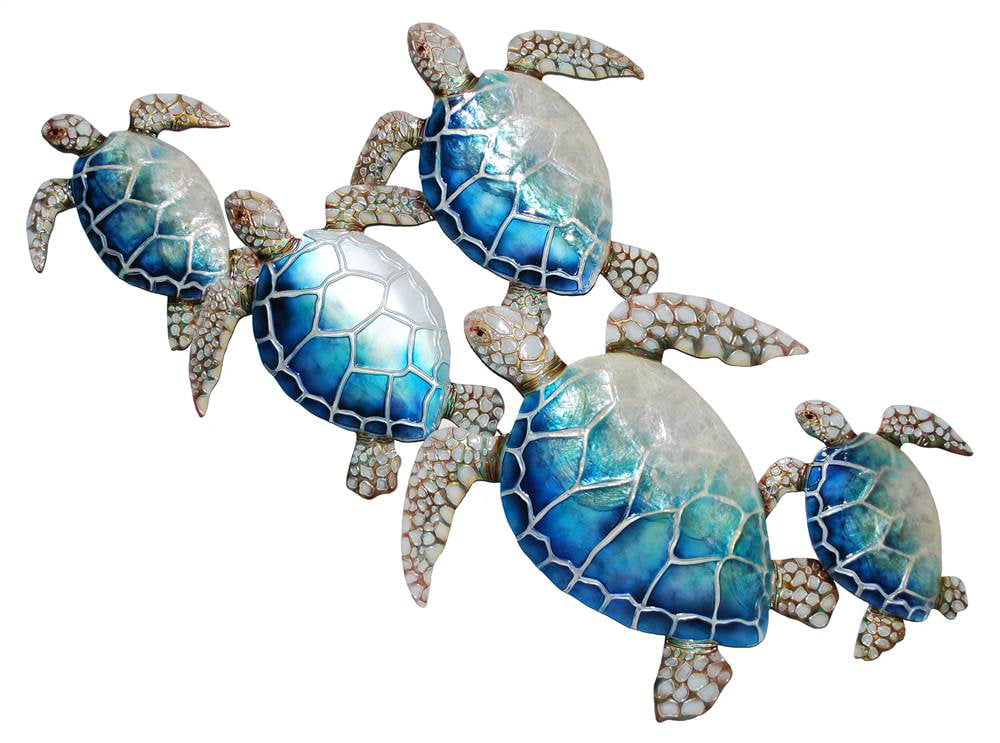 5 Pc Sea Turtle Wall Decor Set In Blue And White Com - Baby Sea Turtles Wall Decals