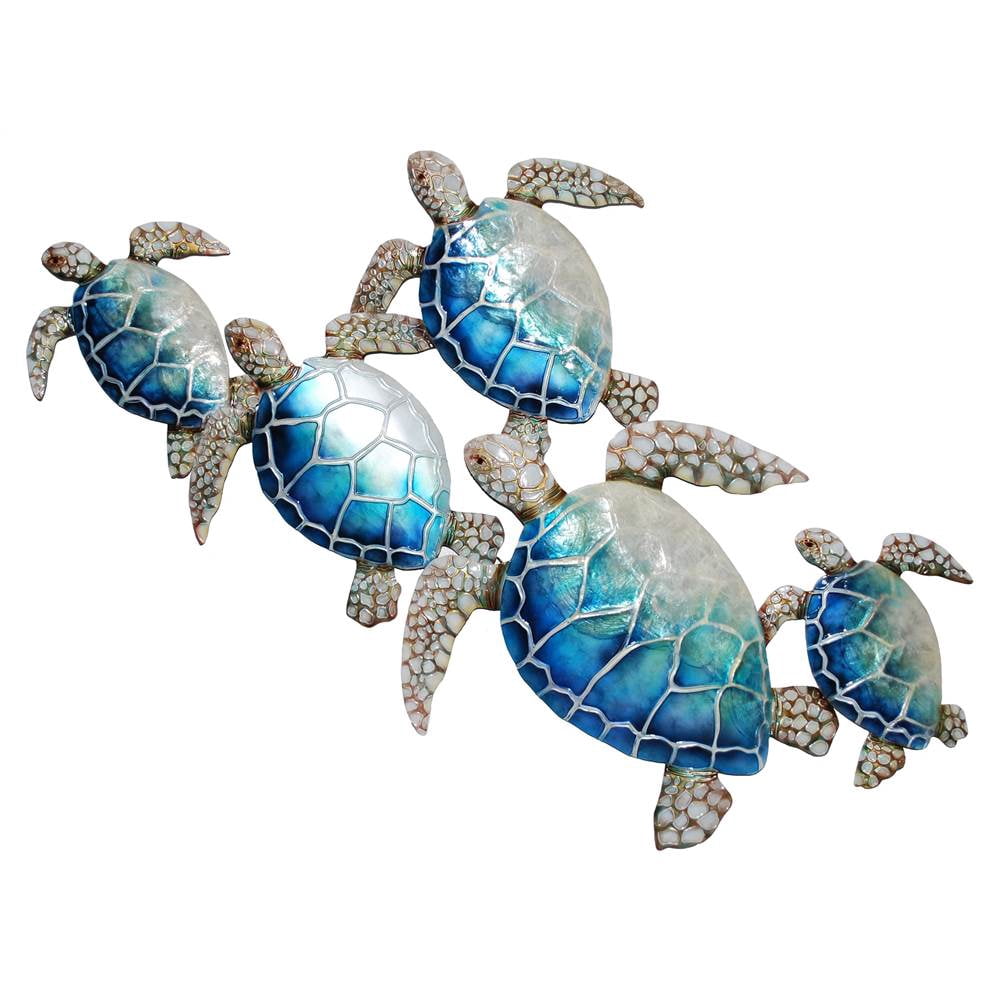 5Pc Sea Turtle Wall Decor Set in Blue and White